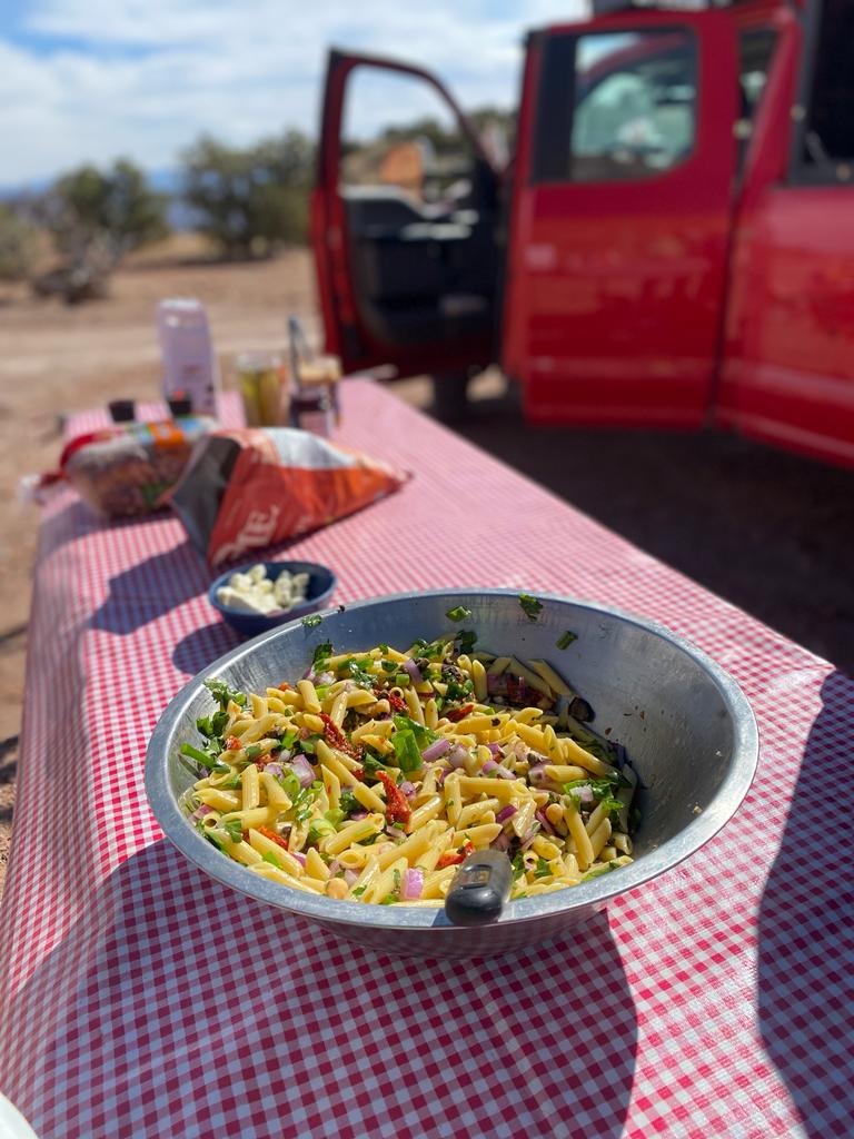 pasta salad in the canyonlands